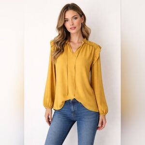 Andree By Unit Mustard Ruffle Shirt